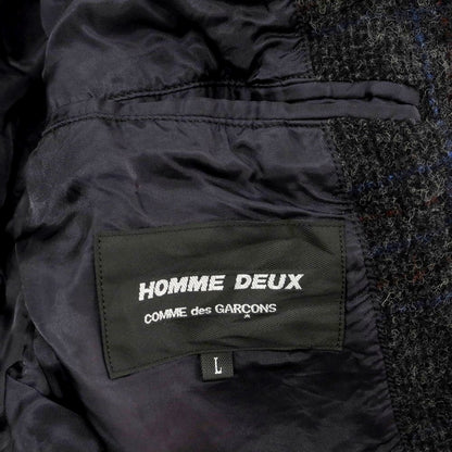 【中古】コムデギャルソン オムドゥ COMME des GARCONS HOMME DEUX 2024年秋冬 ウール チェック テーラードジャケット ダークグレーxレッド×ブルー【 L 】【 状態ランクA 】【 メンズ 】