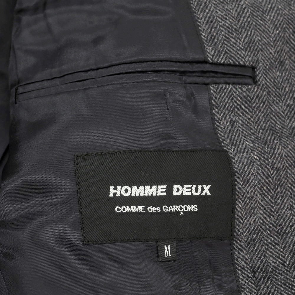 【中古】コムデギャルソン オムドゥ COMME des GARCONS HOMME DEUX 2024年秋冬 ヘリンボーンウール テーラードジャケット グレー【サイズM】【 状態ランクA 】【 メンズ 】 [DPD]