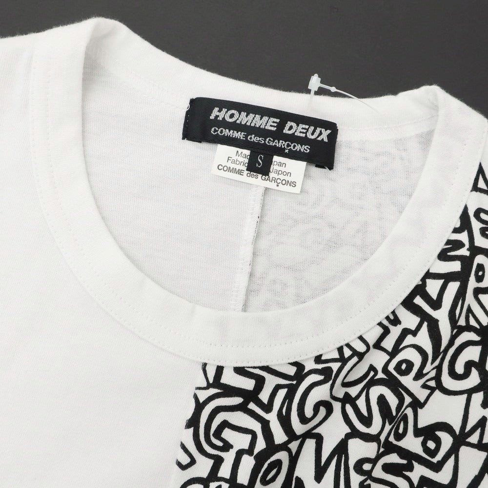 【中古】コムデギャルソン オムドゥ COMME des GARCONS HOMME DEUX 2024年秋冬 コットン クルーネック 半袖Ｔシャツ ホワイトxブラック【 S 】【 状態ランクA 】【 メンズ 】