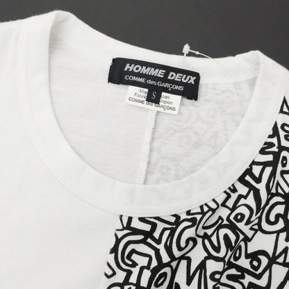 【中古】コムデギャルソン オムドゥ COMME des GARCONS HOMME DEUX 2024年秋冬 コットン クルーネック 半袖Ｔシャツ ホワイトxブラック【 S 】【 状態ランクA 】【 メンズ 】