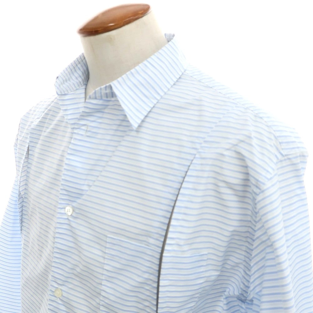 【中古】コムデギャルソンオムプリュス COMME des GARCONS HOMME PLUS 2024年秋冬 ナイロン ボーダー レギュラカラー カジュアルシャツ ライトブルー【 M 】【 状態ランクA 】【 メンズ 】
