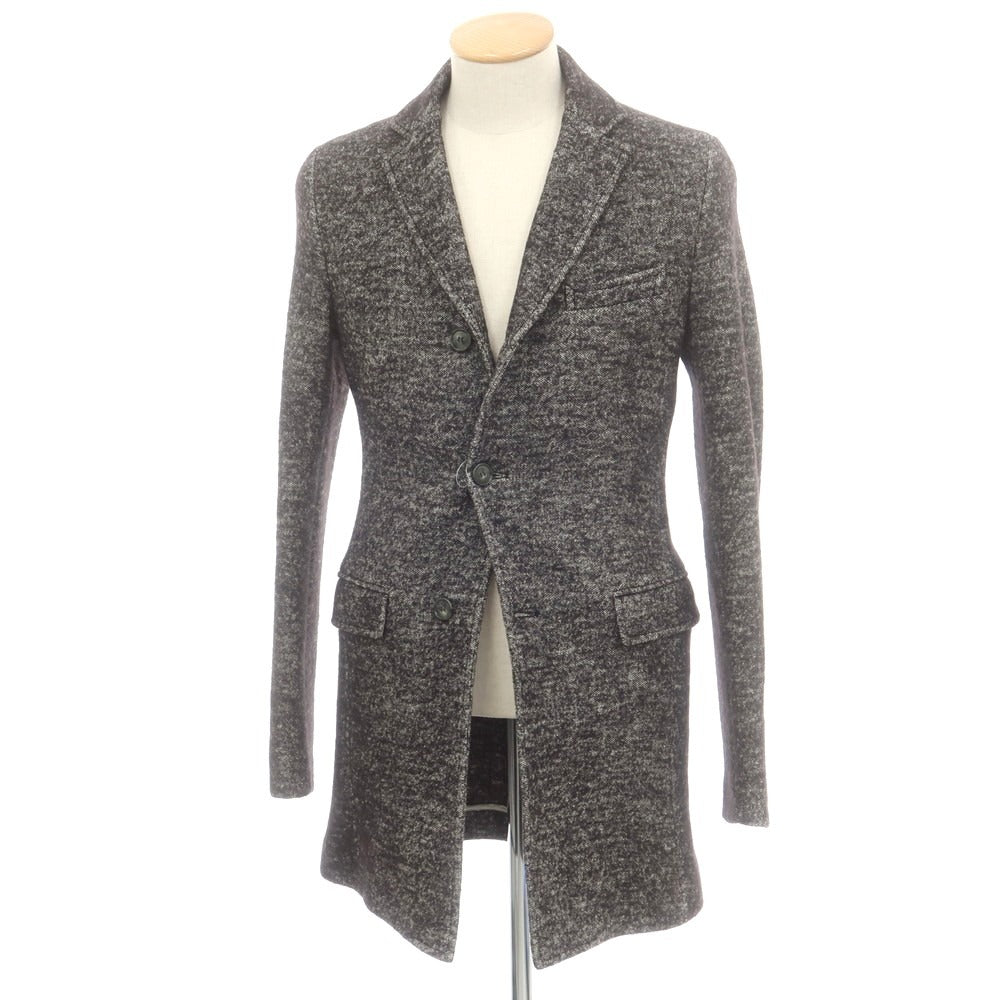 【中古】ミスターリックテイラー Mr.Rick Tailor ウールコットン チェスターフィールドコート ブラックxホワイト【 46 】【 状態ランクC 】【 メンズ 】