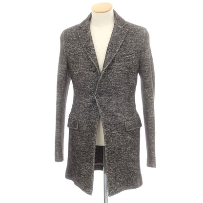 【中古】ミスターリックテイラー Mr.Rick Tailor ウールコットン チェスターフィールドコート ブラックxホワイト【 46 】【 状態ランクC 】【 メンズ 】