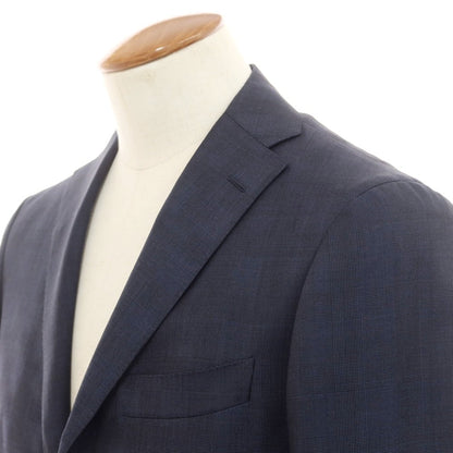 【中古】リングヂャケット RING JACKET チェック シルク混ウール 3つボタンスーツ ネイビー【 46 】【 状態ランクB 】【 メンズ 】