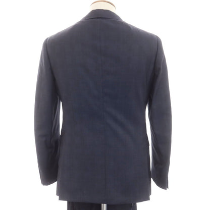 【中古】リングヂャケット RING JACKET チェック シルク混ウール 3つボタンスーツ ネイビー【 46 】【 状態ランクB 】【 メンズ 】