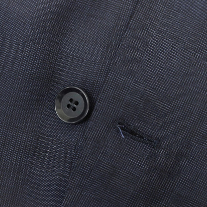 【中古】リングヂャケット RING JACKET チェック シルク混ウール 3つボタンスーツ ネイビー【 46 】【 状態ランクB 】【 メンズ 】