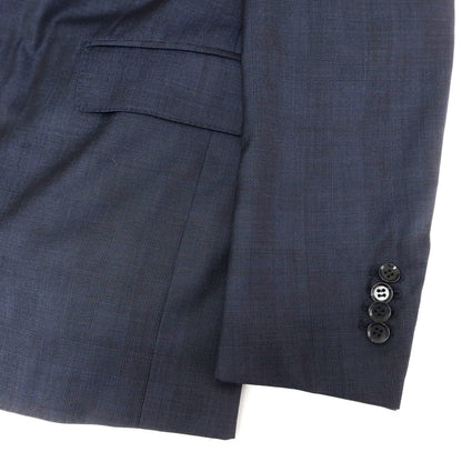 【中古】リングヂャケット RING JACKET チェック シルク混ウール 3つボタンスーツ ネイビー【 46 】【 状態ランクB 】【 メンズ 】