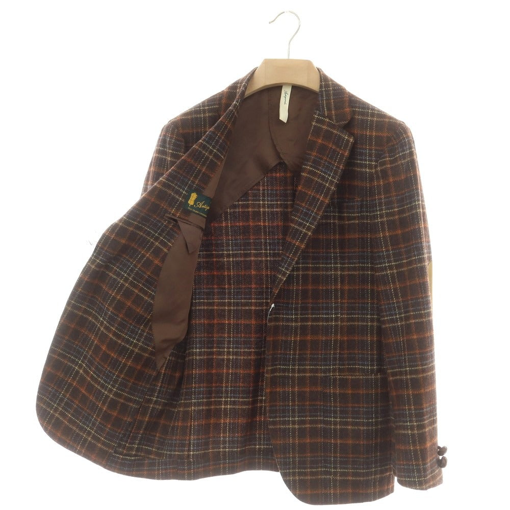 【中古】アルティジャナーレ Artigianale ウール チェック カジュアルジャケット ブラウン【 44 】【 状態ランクC 】【 メンズ 】
