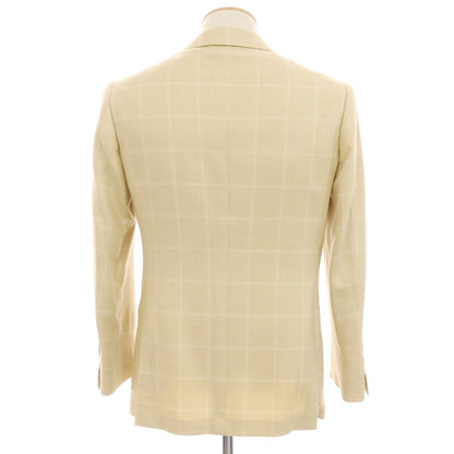 [Used] Brilla per il gusto Cotton wool silk cashmere check tailored jacket Yellow beige [44] [Condition rank C] [Men&