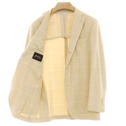 [Used] Brilla per il gusto Cotton wool silk cashmere check tailored jacket Yellow beige [44] [Condition rank C] [Men&