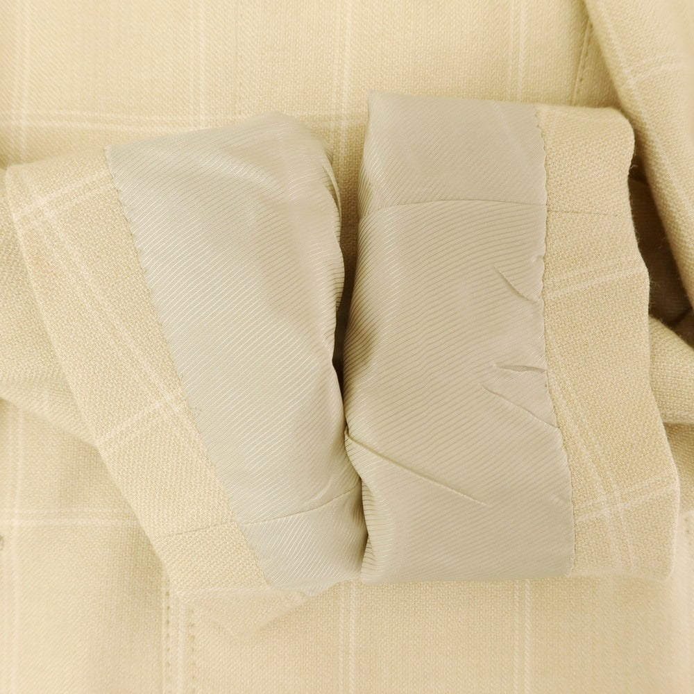 [Used] Brilla per il gusto Cotton wool silk cashmere check tailored jacket Yellow beige [44] [Condition rank C] [Men&