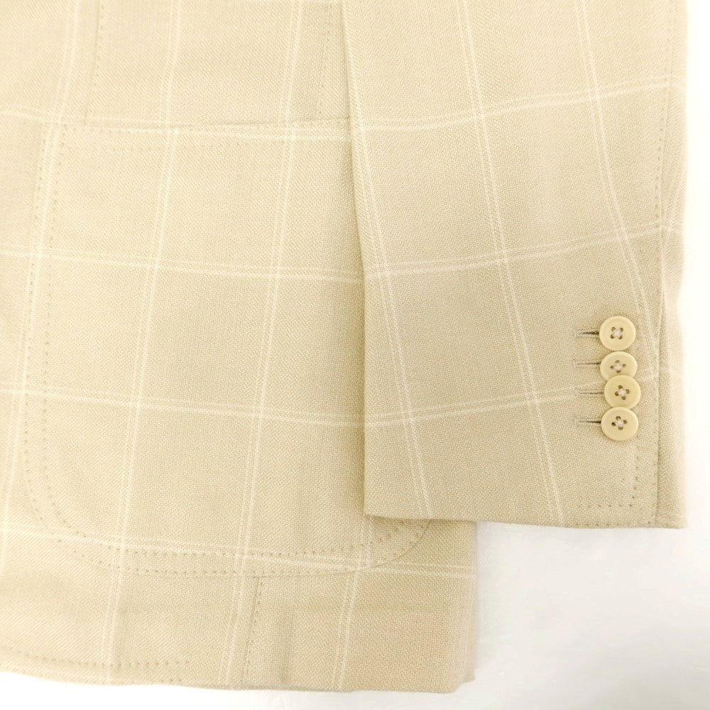 [Used] Brilla per il gusto Cotton wool silk cashmere check tailored jacket Yellow beige [44] [Condition rank C] [Men&