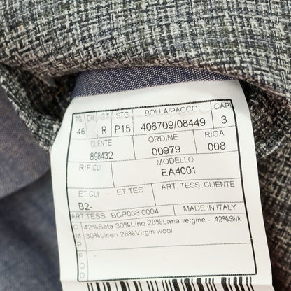 【中古】ボリオリ BOGLIOLI シルクリネンウール チェック ジレ ベスト グレーxライトネイビー【 46 】【 状態ランクB 】【 メンズ 】