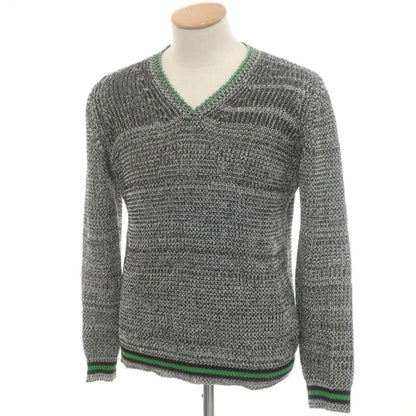 【中古】ロベルトコリーナ ROBERTO COLLINA コットン Vネック プルオーバーニット ブラックxホワイト【 46 】【 状態ランクB 】【 メンズ 】