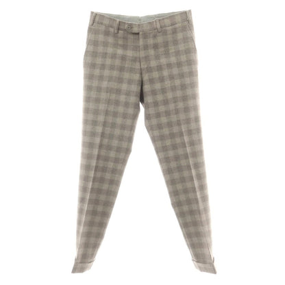 【中古】ジェルマーノ GERMANO ウール チェック カジュアルスラックスパンツ ベージュxグレー【 48 】【 状態ランクC 】【 メンズ 】