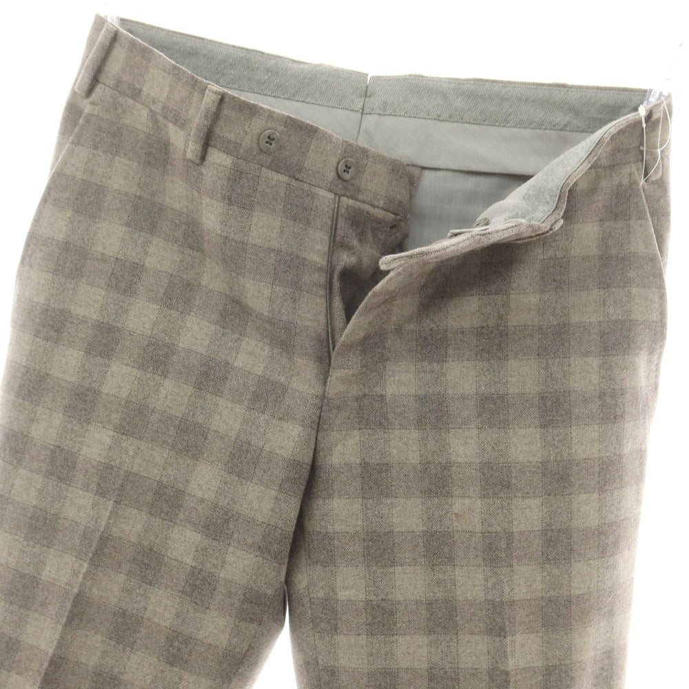 【中古】ジェルマーノ GERMANO ウール チェック カジュアルスラックスパンツ ベージュxグレー【 48 】【 状態ランクC 】【 メンズ 】