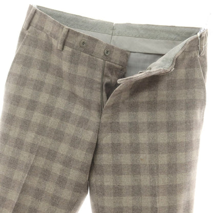 【中古】ジェルマーノ GERMANO ウール チェック カジュアルスラックスパンツ ベージュxグレー【 48 】【 状態ランクC 】【 メンズ 】