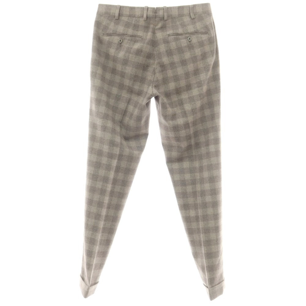 【中古】ジェルマーノ GERMANO ウール チェック カジュアルスラックスパンツ ベージュxグレー【 48 】【 状態ランクC 】【 メンズ 】