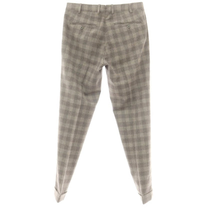 【中古】ジェルマーノ GERMANO ウール チェック カジュアルスラックスパンツ ベージュxグレー【 48 】【 状態ランクC 】【 メンズ 】