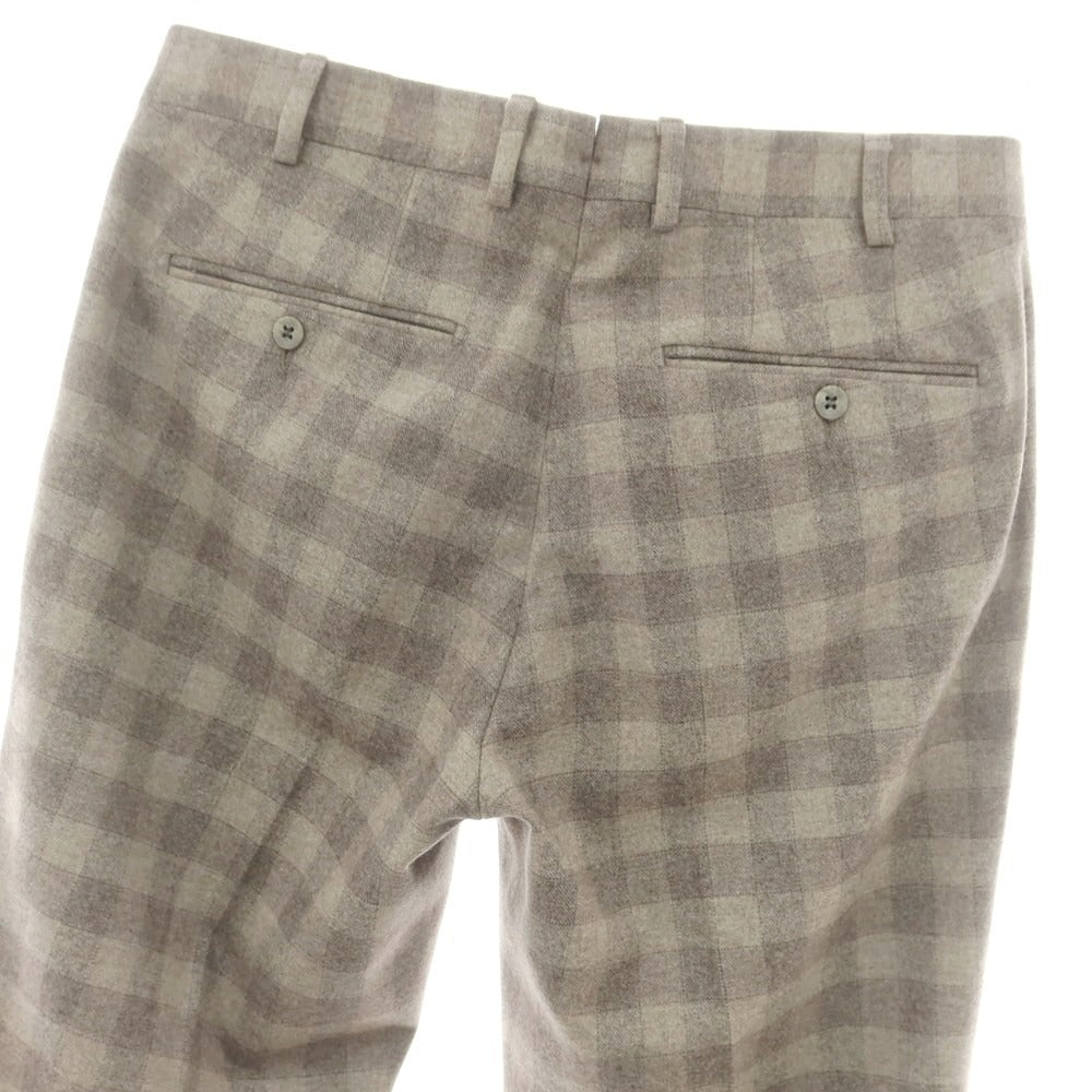 【中古】ジェルマーノ GERMANO ウール チェック カジュアルスラックスパンツ ベージュxグレー【 48 】【 状態ランクC 】【 メンズ 】