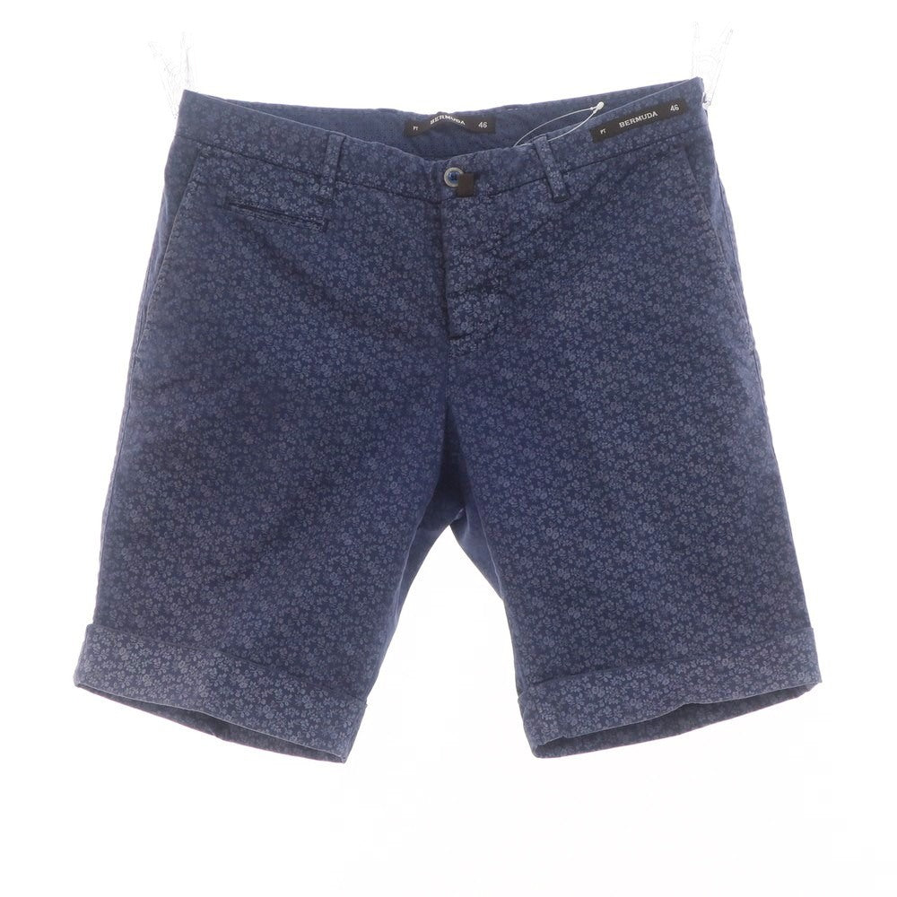 【中古】ピーティーゼロウーノ PT01 BERMUDA ストレッチ コットン ボタニカル柄 ショートパンツ ネイビー【 46 】【 状態ランクC 】【 メンズ 】 [APD]
