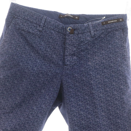 【中古】ピーティーゼロウーノ PT01 BERMUDA ストレッチ コットン ボタニカル柄 ショートパンツ ネイビー【 46 】【 状態ランクC 】【 メンズ 】 [APD]