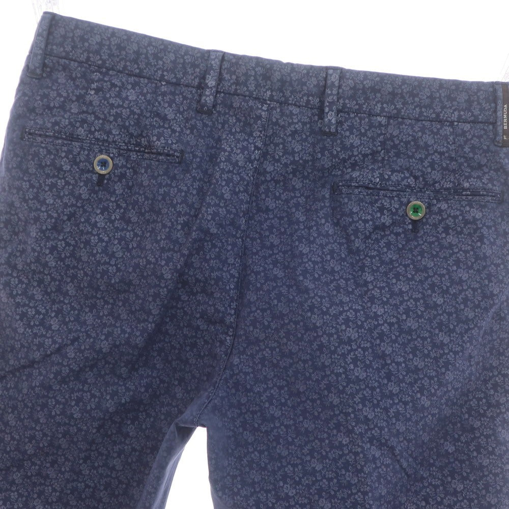 【中古】ピーティーゼロウーノ PT01 BERMUDA ストレッチ コットン ボタニカル柄 ショートパンツ ネイビー【 46 】【 状態ランクC 】【 メンズ 】 [APD]