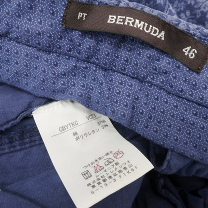 【中古】ピーティーゼロウーノ PT01 BERMUDA ストレッチ コットン ボタニカル柄 ショートパンツ ネイビー【 46 】【 状態ランクC 】【 メンズ 】 [APD]