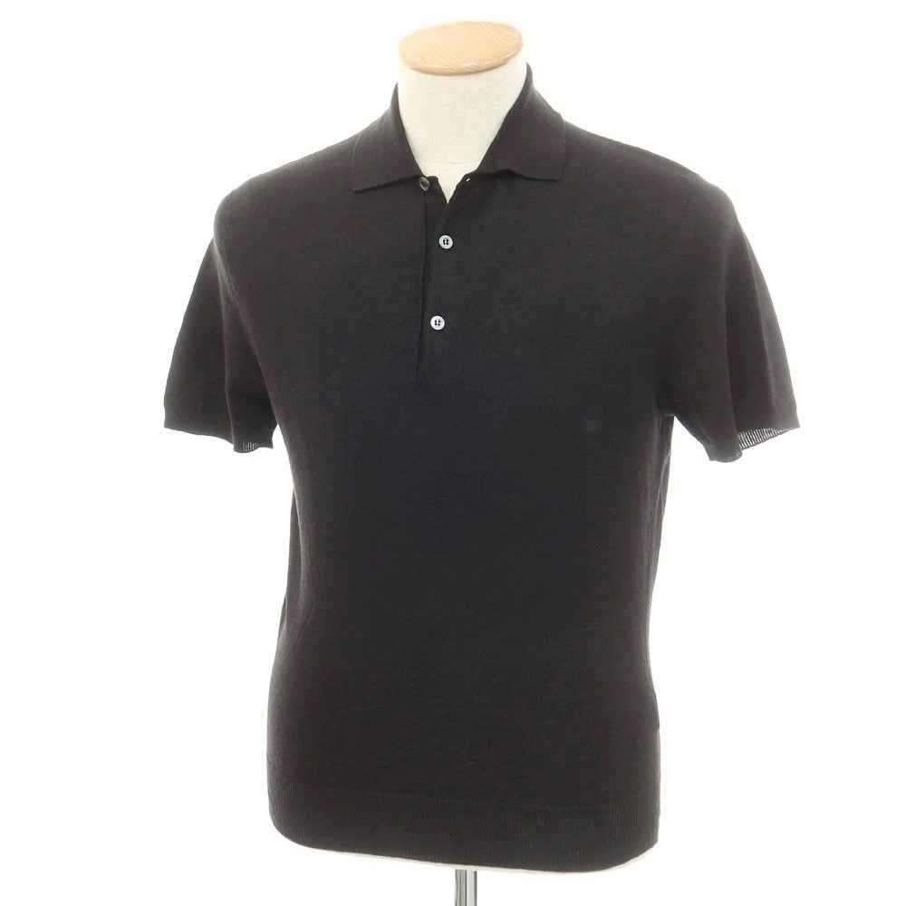 [New] Drumohr Linen Polyester Short Sleeve Polo Knit Black [42] [Condition Rank N] [Men&