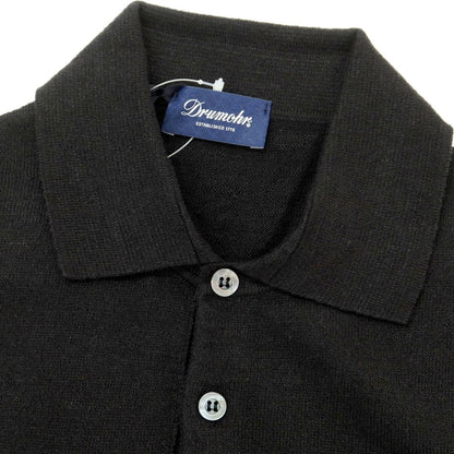 [New] Drumohr Linen Polyester Short Sleeve Polo Knit Black [42] [Condition Rank N] [Men&