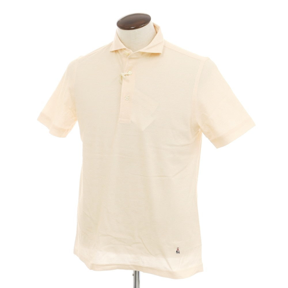 [New] GUY ROVER Cotton Horizontal Collar Short Sleeve Polo Shirt Light Orange [L] [Condition Rank N] [Men&