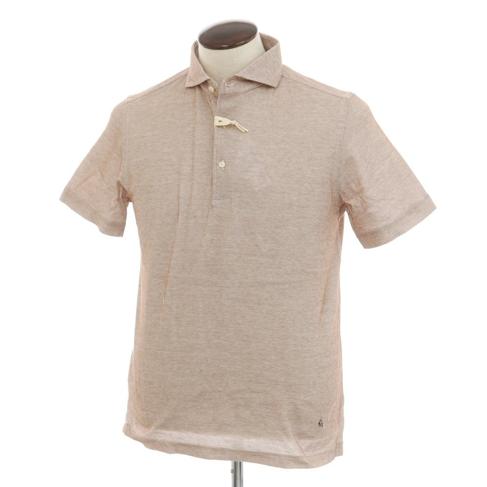 [New] GUY ROVER Cotton Horizontal Collar Short Sleeve Polo Shirt Light Brown [L] [Condition Rank N] [Men&