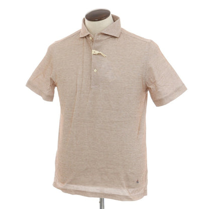 [New] GUY ROVER Cotton Horizontal Collar Short Sleeve Polo Shirt Light Brown [L] [Condition Rank N] [Men&
