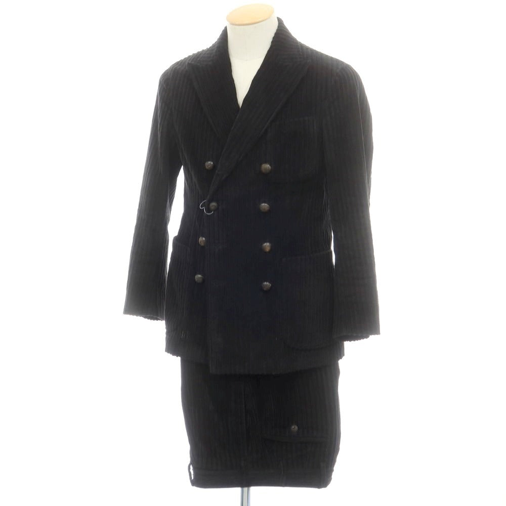 【中古】ザ ジジ THE GIGI コーデュロイ ダブルスーツ ブラック【サイズ44】【 状態ランクC 】【 メンズ 】 [DPD]