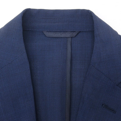 【中古】シンプリシテェ Simplicite ハウンドトゥース ポリエステル セットアップ 2つボタンスーツ ライトネイビー【 上M/下S 】【 状態ランクC 】【 メンズ 】