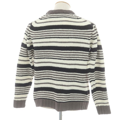 【中古】ナノユニバース nano universe ポリエステル モールヤーン ボーダー クルーネック プルオーバーニット ホワイトxグレー【 S 】【 状態ランクB 】【 メンズ 】