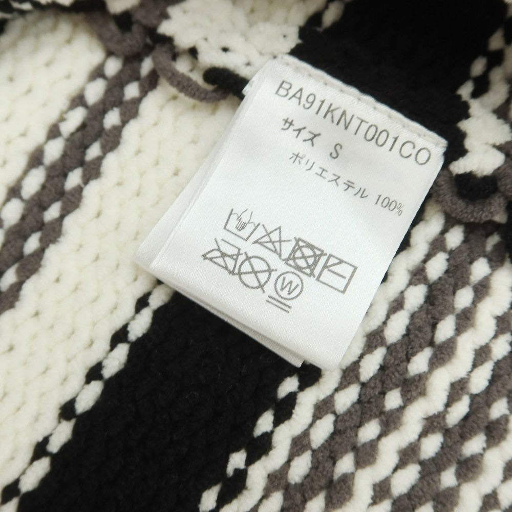 【中古】ナノユニバース nano universe ポリエステル モールヤーン ボーダー クルーネック プルオーバーニット ホワイトxグレー【サイズS】【 状態ランクB 】【 メンズ 】 [DPD]