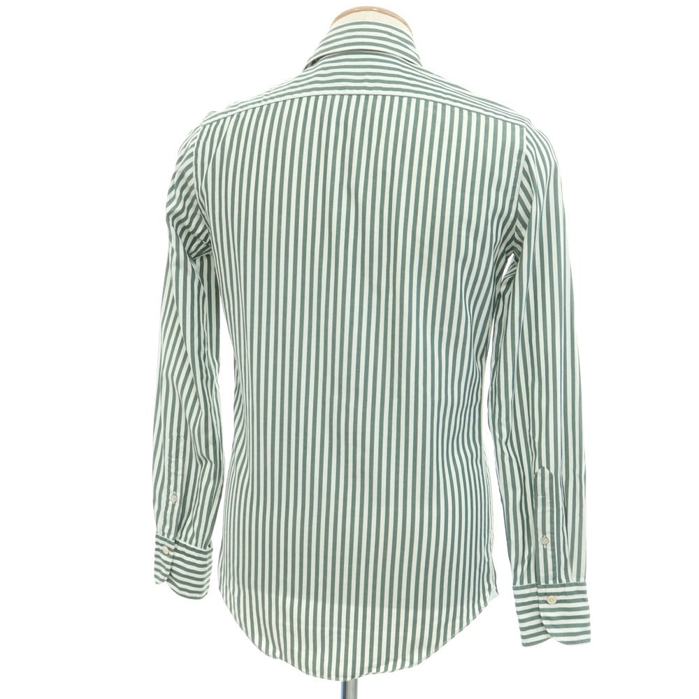 [Used] Finamore Cotton Striped Horizontal Collar Shirt Dark Green x White [36] [Condition Rank C] [Men&