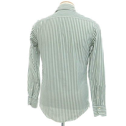 [Used] Finamore Cotton Striped Horizontal Collar Shirt Dark Green x White [36] [Condition Rank C] [Men&