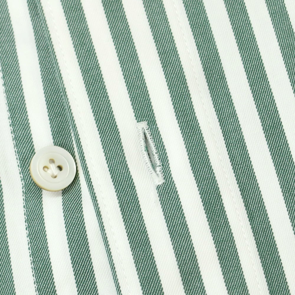 [Used] Finamore Cotton Striped Horizontal Collar Shirt Dark Green x White [36] [Condition Rank C] [Men&