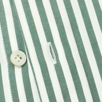 [Used] Finamore Cotton Striped Horizontal Collar Shirt Dark Green x White [36] [Condition Rank C] [Men&