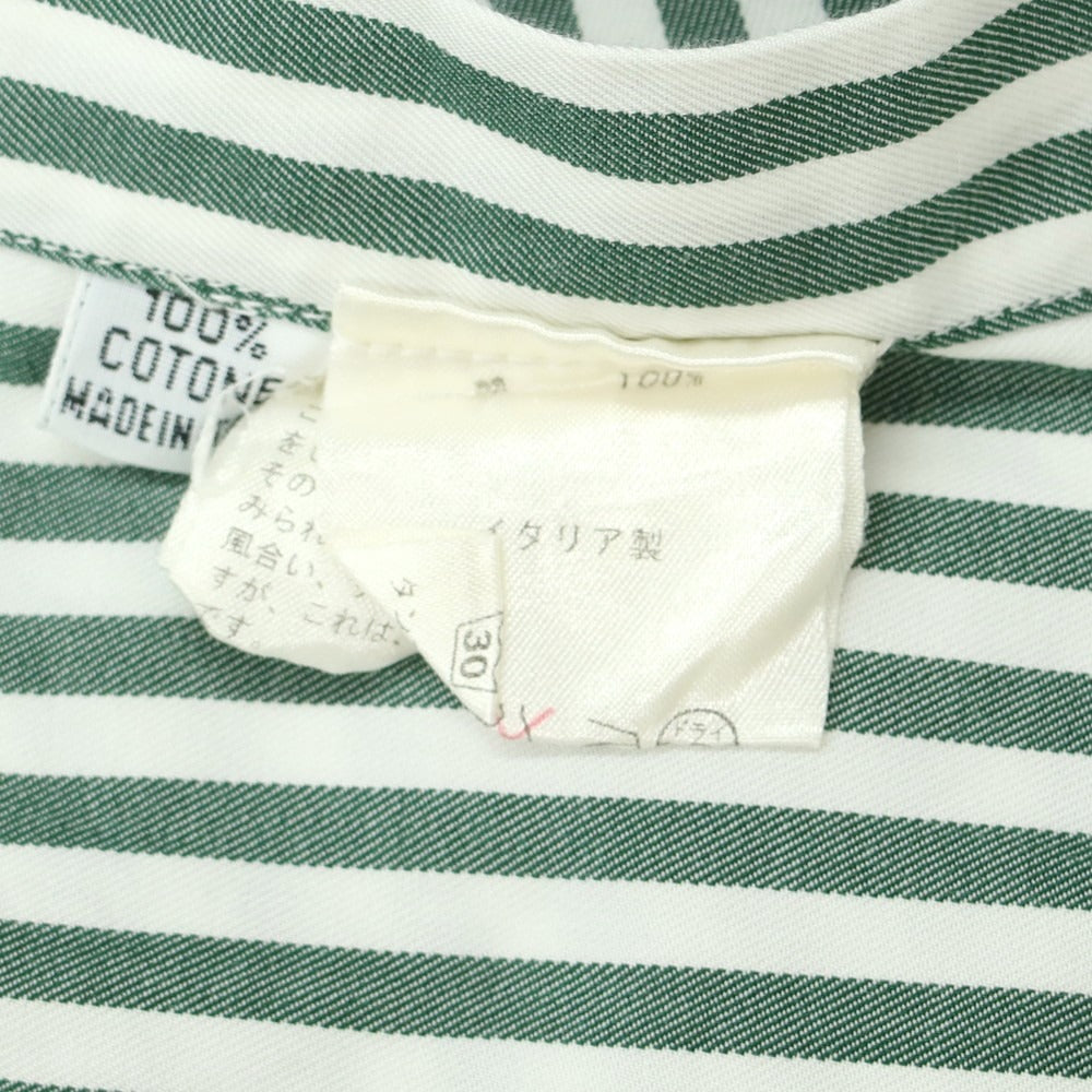 [Used] Finamore Cotton Striped Horizontal Collar Shirt Dark Green x White [36] [Condition Rank C] [Men&