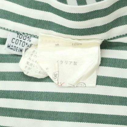 [Used] Finamore Cotton Striped Horizontal Collar Shirt Dark Green x White [36] [Condition Rank C] [Men&