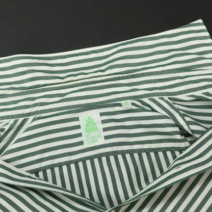 [Used] Finamore Cotton Striped Horizontal Collar Shirt Dark Green x White [36] [Condition Rank C] [Men&