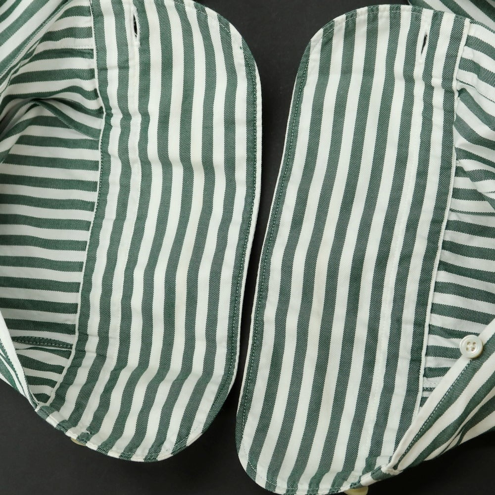 [Used] Finamore Cotton Striped Horizontal Collar Shirt Dark Green x White [36] [Condition Rank C] [Men&