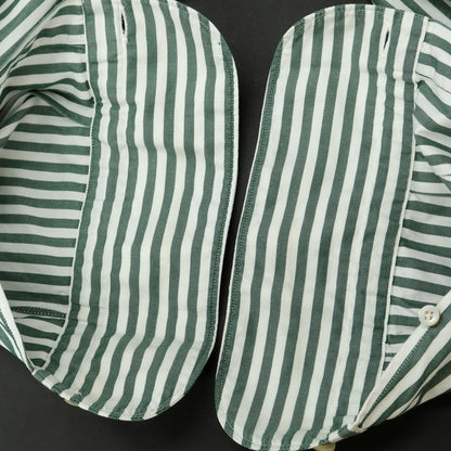 [Used] Finamore Cotton Striped Horizontal Collar Shirt Dark Green x White [36] [Condition Rank C] [Men&