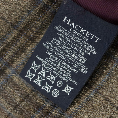 【中古】ハケットロンドン HACKETT LONDON ウール チェック ドレス系ジレ ベスト グレージュ系xダークブラウン【 36 】【 状態ランクC 】【 メンズ 】