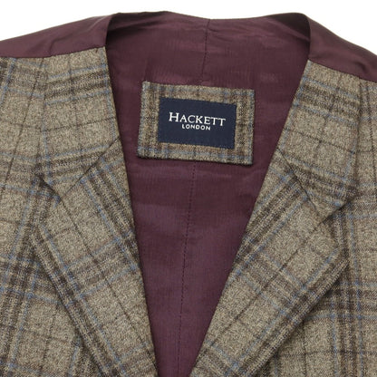 【中古】ハケットロンドン HACKETT LONDON ウール チェック ドレス系ジレ ベスト グレージュ系xダークブラウン【 36 】【 状態ランクC 】【 メンズ 】