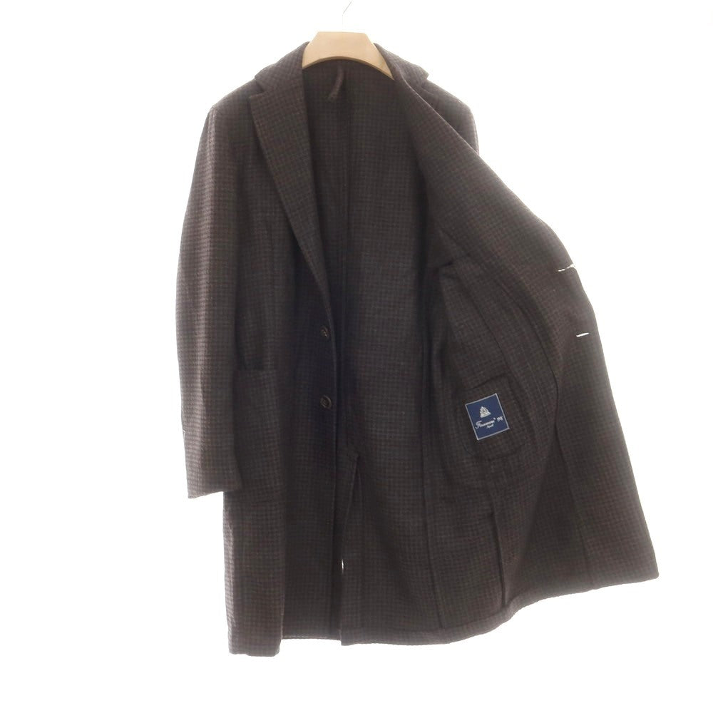 【中古】【未使用】フィナモレ Finamore ウール チェスターフィールドコート ダークブラウンxブラック【サイズ50】【 状態ランクS 】【 メンズ 】 [DPD]