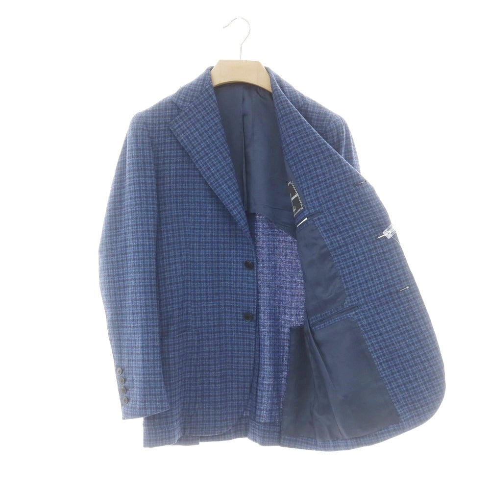 【中古】ルカ グラシア Luca Grassia ウール チェック テーラードジャケット ブルーxネイビー【 44 】【 状態ランクB 】【 メンズ 】
